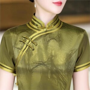 Cheongsam new Chinese female sense of daily national style dress temperament long