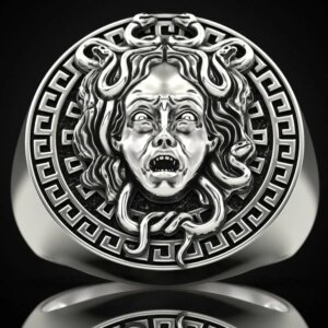19g 3D Medusa Gorgon Mens Religious Art Relief Real Customized 925 Solid Sterling Silver Rings Many Sizes 6-13