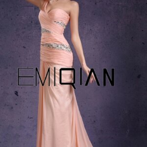 Fabulous One Shoulder Beaded Court Train Chiffon Evening Dresses,Mermaid Evening Gown
