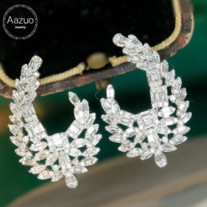 Aazuo Luxury Jewelry 18K White Gold Natrual Diamond 1.06ct High Quality Stud Earring For Woman Upscale Trendy Wedding Engagement