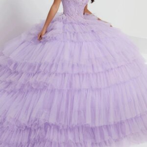 NB62 Customized Lavender Princess Girl Quinceanera Dresses Ball Gown Cap Sleeve Beading Tiered Tulle Birthday Party Prom Dress