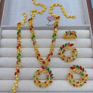 Dubai New 24K Gold Plated Necklace Earrings Rings Bracelets for Women’s High End Wedding Party Gifts Jewelry Set YY10529