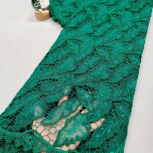 High Quality African Stone Tulle Embroidered Groom Lace Fabric Embroidery Green Lace Fabric For Nigerian Wedding Material W567-1