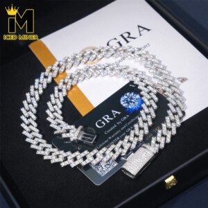 12mm Moissanite S925 Silver Cuban Chain For Women Men Iced Out Chain Hip Hop Jewelry Pass Diamonds Tester With GRA Free Shipping