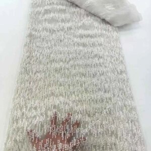 Luxury Heavy Beads Lace High Quality Fabric 2025 Tulle Lace Fabric Fashion Latest Sequins Lace For African Wedding Fabric 5Yards