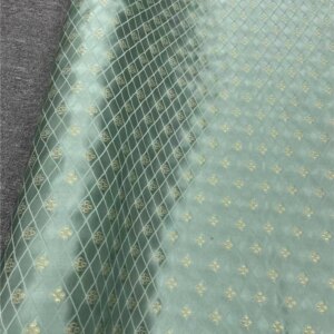New green checkered jacquard silk fabric elegant shirt set clothing