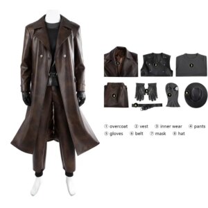 Noir Cosplay Costume Man Jacket Vest Pants With Hat Full Set Halloween Carnival Party Outfit
