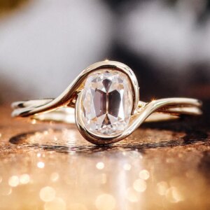 Provence 18K/14K/10K Yellow Gold 1.4ct D Color VVS1 Cushion GRA Certified Moissanite Rings For Women Old European Cut Party Band