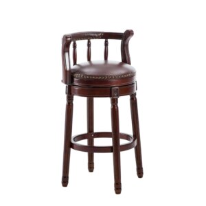 High Quality Durable Solid Teak Wood Outdoor Patio High Bar Stool Chair Waterproof Synthetic Leather Cushion Indonesia For Hotel