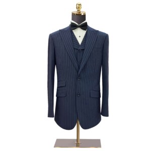 Advanced single breasted suit blue striped jacket men’s slim fit suit business and professional formal attire