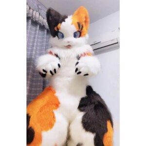 Long Fur Husky Dog Fox Mascot Costume Fursuit Halloween Suit Cosplay