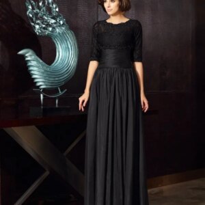 Black Mother Of The Bride Dresses A-line Lace Pearls Plus Size With Jacket Long Groom Mother Dresses For Wedding Customized