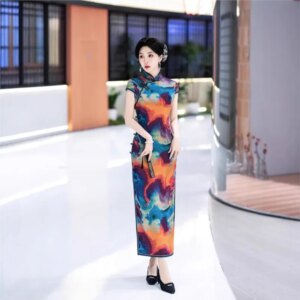 New cheongsam Chinese style elegant temperament long performance dress