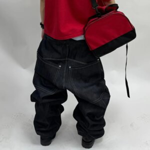 NIGO Men’s Straight Vintage Washed Workwear Multi-pocket Spring Summer High Street Trend Embroidered Jeans #NGTOP11961