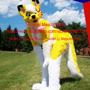High Quality Long-Haired Husky Dog Fox Wolf Mascot Costume Set Adult Cartoon Neutral Advertisement Cosplay Birthday Gift 126