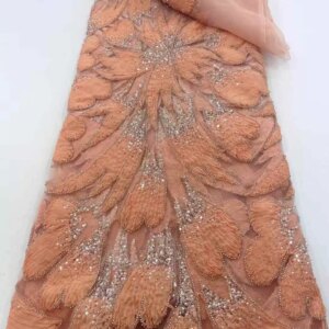African Beaded Lace Net Fabric 5 Yards 2025 High Quality Nigerian Wedding Material Luxury Sequins Beads Fabric For Sewing Dress