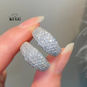 KUGG 100% 18K White Gold Rings Luxury Shiny Design 1.0carat Real Natural Diamond Engagement Ring for Women High Party Jewelry
