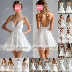 White Or Ivory Tulle Short Lace Up Back Above Knee Length Evening Formal Princess Prom Dresses Hand Made Customized W18-4