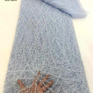 African Mesh Groom Lace Fabric 2025 High Quality Beads Embroidered French Sequined Lace Fabric Nigerian Bride Dress for Sewing