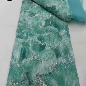 Luxury Nigerian Sequins Lace Fabric 2025 High Quality African Beads Lace Fabrics French For Wedding Party Dress Sewing 5 Yards
