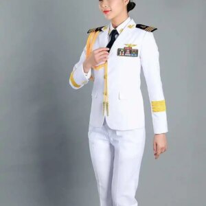 University Navigation Major Sailor Hat + Coat + Pants or Skirt Student Uniform Girl White Professional Women Captain Suits in004