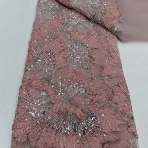 2025 New Design 3D High Quality Fashion African Tulle Lace Fabric With Beaded Sequins Embroidery Lace For Nigerian Wedding Dress