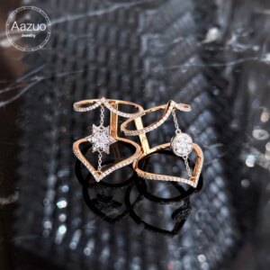 Aazuo Ins Luxury Jewelry 18K Solid Gold Rose Gold Real Natural Diamonds Lines Ring Gift For Woman & Girl Engagement Party Au750