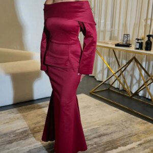 Customized Long Sleeves Prom Dresses Off The Shoulder Pleated Ankle Length Party Dresses Evening Dresses