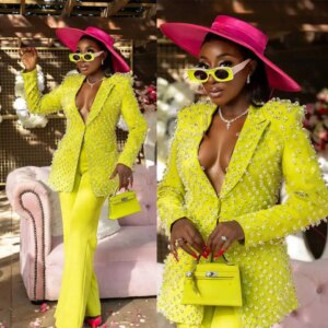 Customized Full Beads Women Pants Suits Bling Ladies Prom Birthday Party Formal Wear Outfit Flared Trousers 2 Pieces