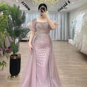 OEING 2025 Charming Mermaid Evening Dress Pink Elegant Sequins Romantic Floor Length Prom Gown Vestidos De Novia Customized