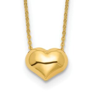 14k Polished Puffed Heart 16.5 inch Necklace