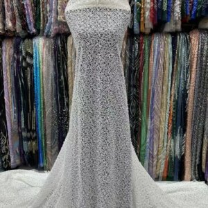 2025 Latest African Sequins Lace Fabric High Quality Embroidery 3D French Flower Beads Nigerian Net Lace For Wedding Party Dress