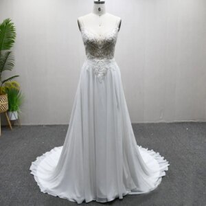 Bridal Dress Wedding Spaghetti Straps Button Back Sexy Embroidery Bridal Dress Princesa Wedding Dress
