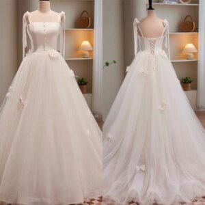 Customized Exquisite White Organza Evening Dress Fashion Strapless Sleeveless Lace Up Back Bow Buttons Special Occasion Gowns