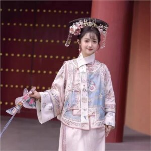 Hanfu woman printed ancient dress cheongsam two-piece set travel shoot clothing