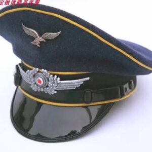 Luftwaffe Large Soldier Woolen Brimmed Hat With Genuine Leather Brim