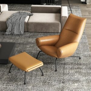 living room furniture yellow leather single sofa occasional chair modern leisure office chair