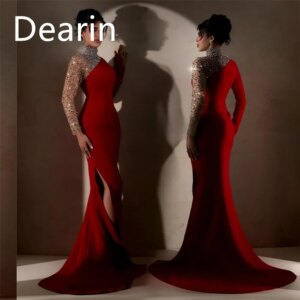 Customized Women Evening Gown Prom Dearin Strapless Sheath Floor Length Skirts Tulle Lace Bespoke Occasion Dresses Formal Dress
