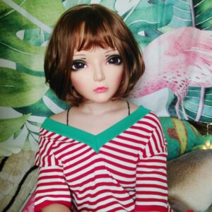 (CHUN-4)Female Sweet Girl Resin Half Head Kigurumi BJD Eyes Crossdress Cosplay Japanese Anime Role Lolita Mask With Eyes And Wig