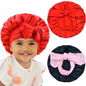 Bonnet Queen 2pcs Pack Pink Baby Bonnet Kids Bonnet Infant Satin Silk Hair Bonnets For Girls Boys Toddler