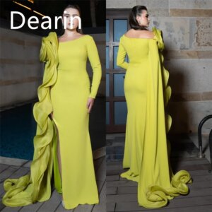 Customized Evening Dress Prom Gown Formal Women Dearin Scoop Neckline Column Floor Length Skirts Layered Bespoke Occasion Dresse