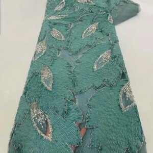 Luxury African Tulle Laces Latest Handmade Beads Lace Fabric High Quality Nigerian Tulle Net Lace Embroidery Bride Lace