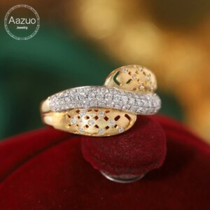 Aazuo Luxury Jewelry18K Solid Yellow Gold Real Natural Diamonds 0.50ct Original Ring Gift for Woman Engagement Party Au750