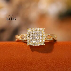 KUGG 100% 18K Yellow Gold Rings Romantic Elegant Style 0.40carat Real Natural Diamond Ring for Women High Engagement Jewelry