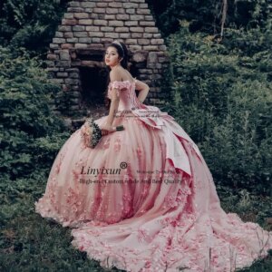 Customized Ball Gown 3D Flowers Quinceanera Dresses Off Shoulder Sweet 16 Gown With Applique Lace Sequin Vestidos De 15 XV Años