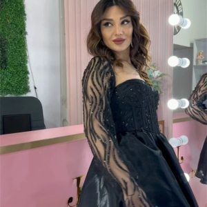 Little Daisy Customized  Organza Beading  A-line Off-the-shoulder Bespoke Occasion  Knee Length