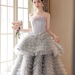 Light grey ruffled pleated ball gown medieval dress Renaissance gown queen Victorian Belle Ball gown
