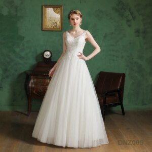 Custom Made Elegant V Neck Vestido de Noiva Bridal Wedding Dress Satin Bridal Gowns