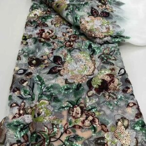 2025 Latest French Sequin Lace Fabric Embroidery African Web Embroidery Lace Fabric Nigerian Tulle Lace Wedding Party 5 Yards
