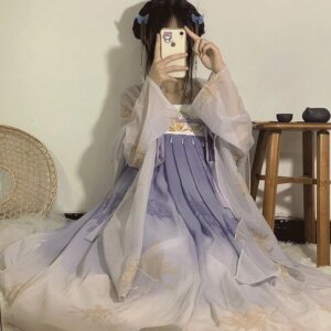 New Ancient Chinese Clothing Women’s Placket One-Piece Chest Ruqun Style Spring and Summer Daily Pack